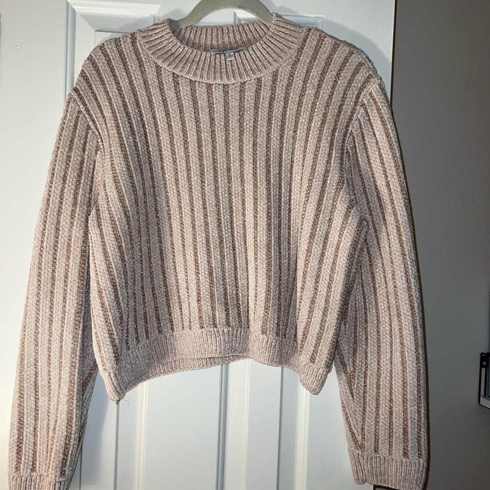 & Other Stories Mock Neck Sweater - Light Pink and Gold